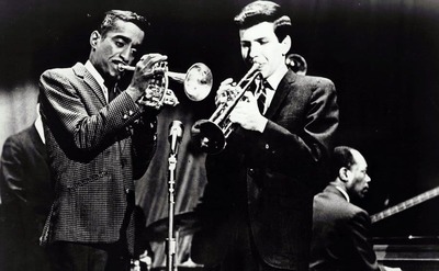 Sammy Davis Jr and Frank Sinatra performing 