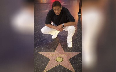 Mark Davis at Sammy Davis Jr’s star on the Hollywood Walk of Fame.