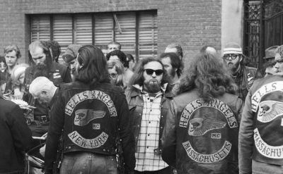 A photo of members from the Hells Angels.