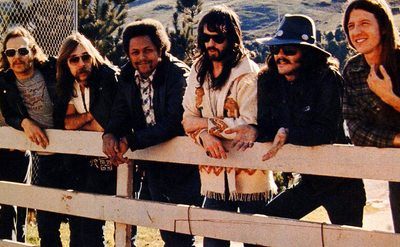 A posed band portrait of the Doobie Brothers.
